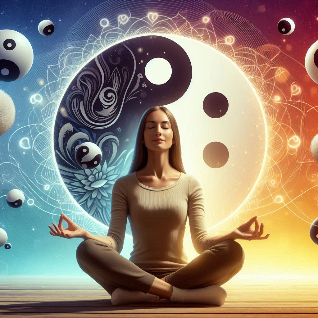 Woman meditating and finding balance